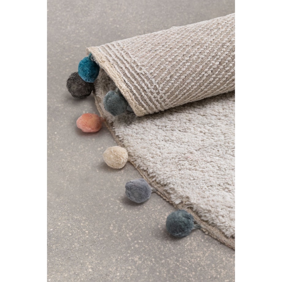 Dywan bawełniany okrągły z pomponami Ø126 cm