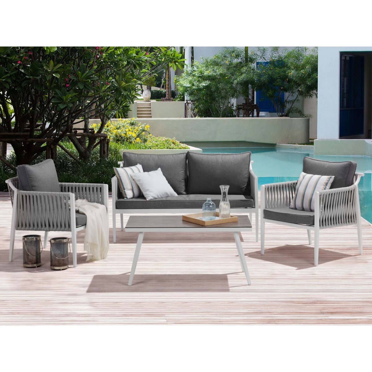 Zestaw ogrodowy 4-osobowy szary LATINA