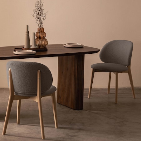 Krzesło SELMA -VI brązowoszare/buk/boucle 79x48x48 cm