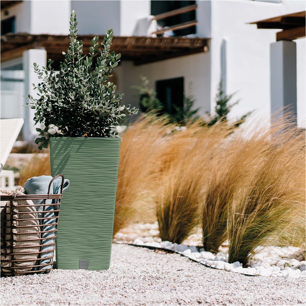 Doniczka Donica Ogrodowa 24 Cm Kwadratowa Na Taras Do Ogrodu Domu Zielona