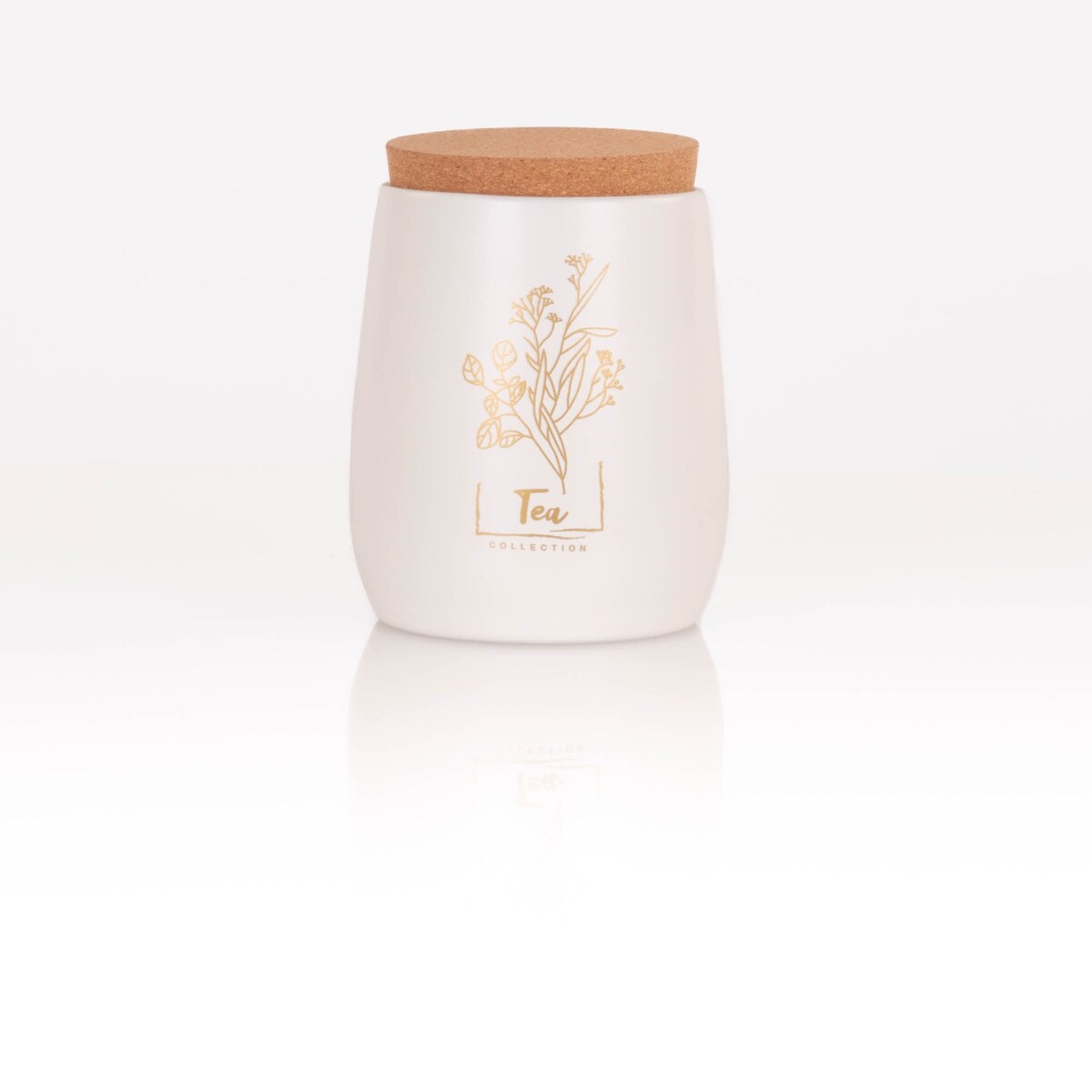 Pojemnik metalowy biały z korkową pokrywką 750 ml TEA