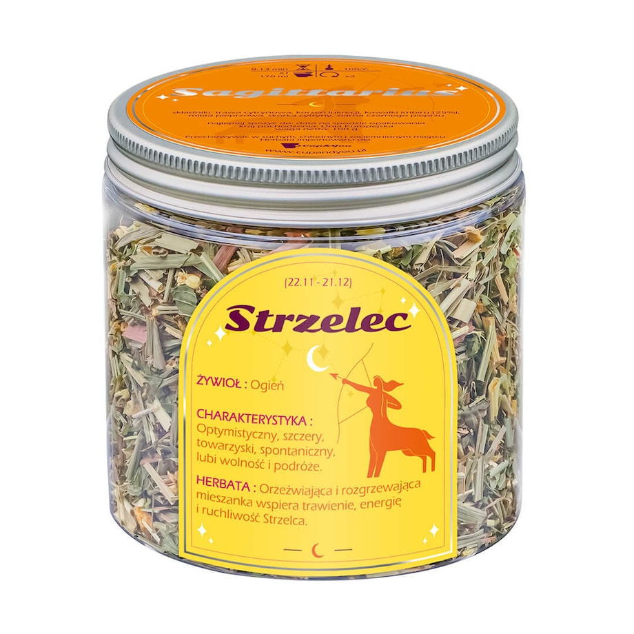 Herbata Zodiakalna STRZELEC herbaciany susz napar ziołowa mieszanka na astrologiczny prezent upominek podarunek dla osoby ze znakiem zodiaku STRZELCA