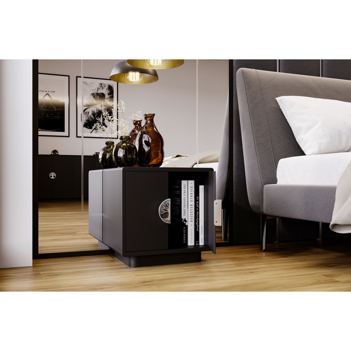 Czarna szafka nocna Dancan LOTTA