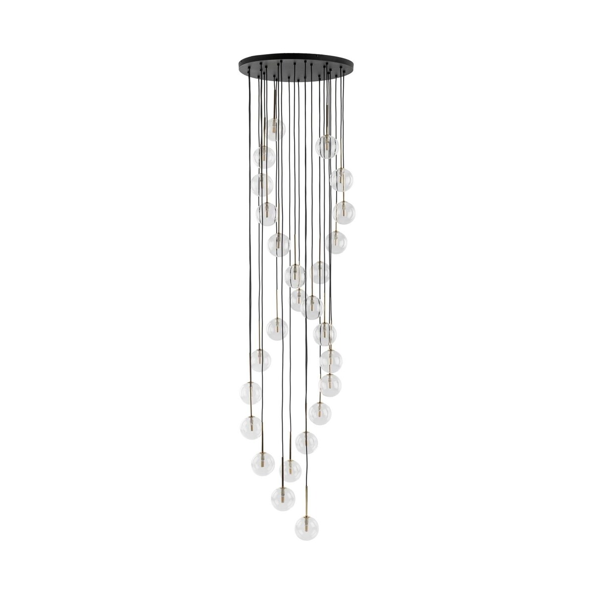 Duża lampa wisząca TK Lighting AURORA Transparent 62 cm 26xG9 czarno-złota szklana regulowana 10258