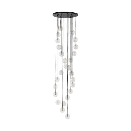 Duża lampa wisząca TK Lighting AURORA Transparent 62 cm 26xG9 czarno-złota szklana regulowana 10258