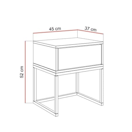 BLANCO KASZMIR stolik nocny 45x52x37 cm, kaszmir front, czarna metalowa podstawa