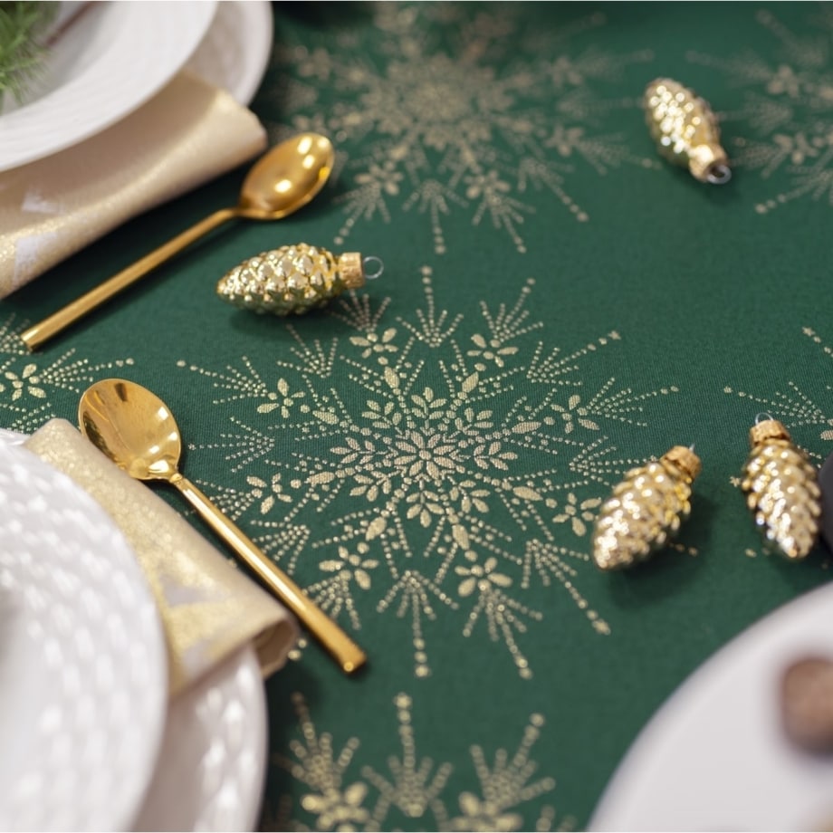 Obrus Śnieżynka zielony - 120x180 cm - zielony