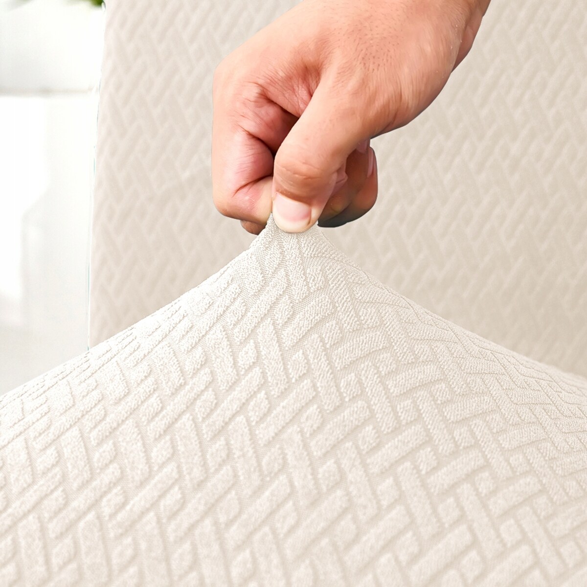 POKROWIEC NA KRZESŁO ECRU ŻAKARD ELASTYCZNY [10-Z1-EC]