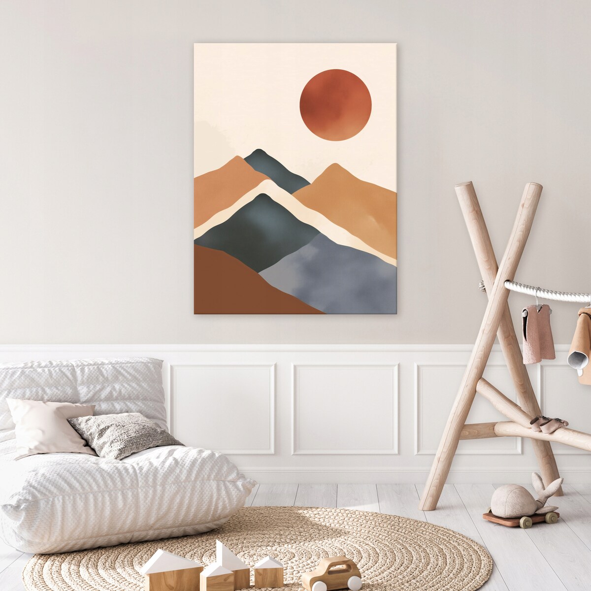 Obraz Do Sypialni Salonu Na Płótnie Abstrakcja Pejzaż Beżowy 80x120