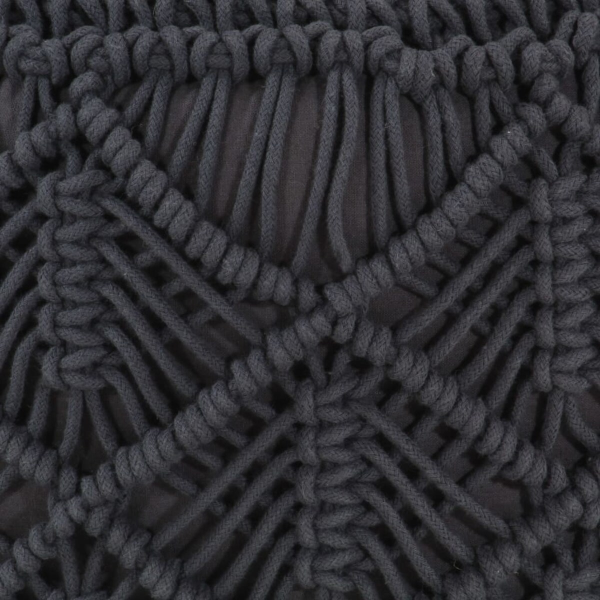 vidaXL Ręcznie robiony puf z makramy, antracytowy, 45 x 30 cm, bawełna