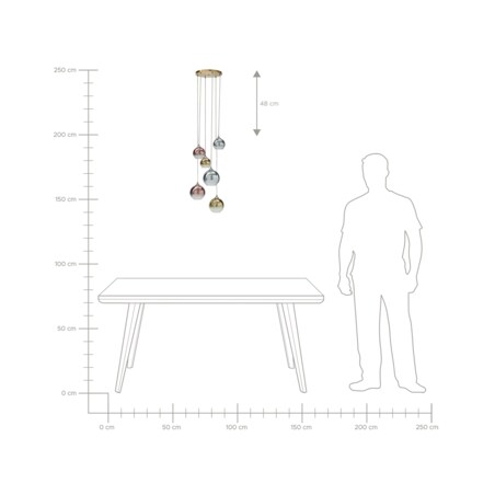 Lampa wisząca szklana 6-punktowa wielokolorowa TOOMA