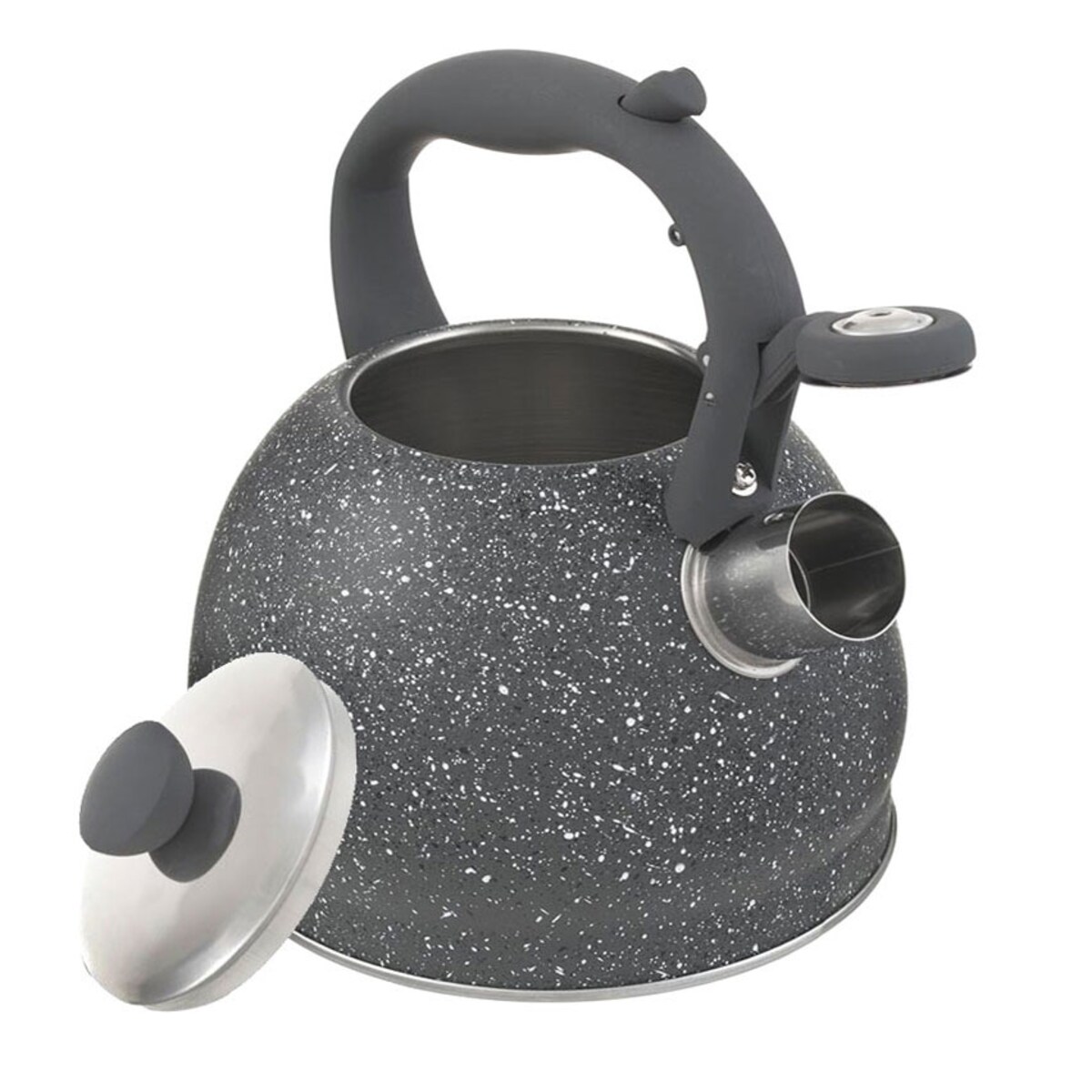 Czajnik stalowy z gwizdkiem 2L indukcja gaz szary marmurek KLAUSBERG