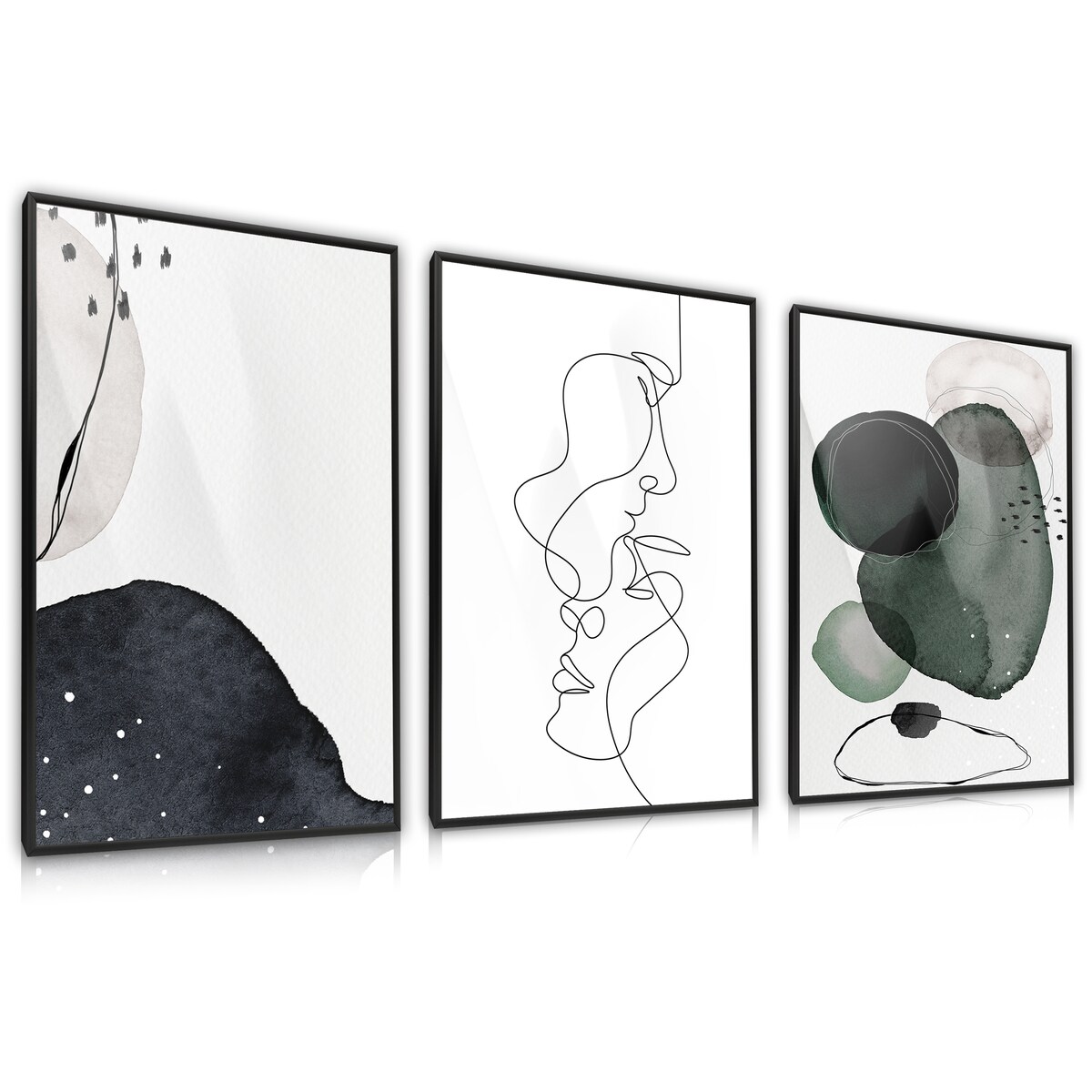 ZESTAW 3X PLAKAT W RAMIE DO SYPIALNI PORTRETY LINE-ART MINIMALIZM 30x40cm
