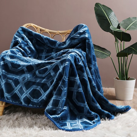 Gruby Granatowy Koc Akrylowy 160x200 VITO