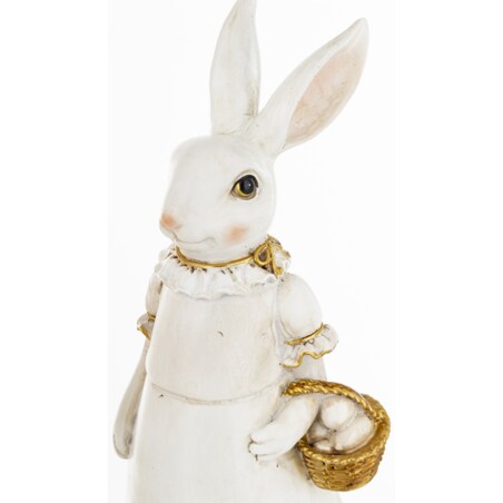 Dekoracja - króliczątko z pisanką i na pisance 13,5x9x9 cm BIELACZEK