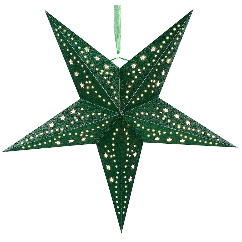 Zestaw 2 dekoracji wiszących LED MOTTI Gwiazda 45 cm Szmaragdowy