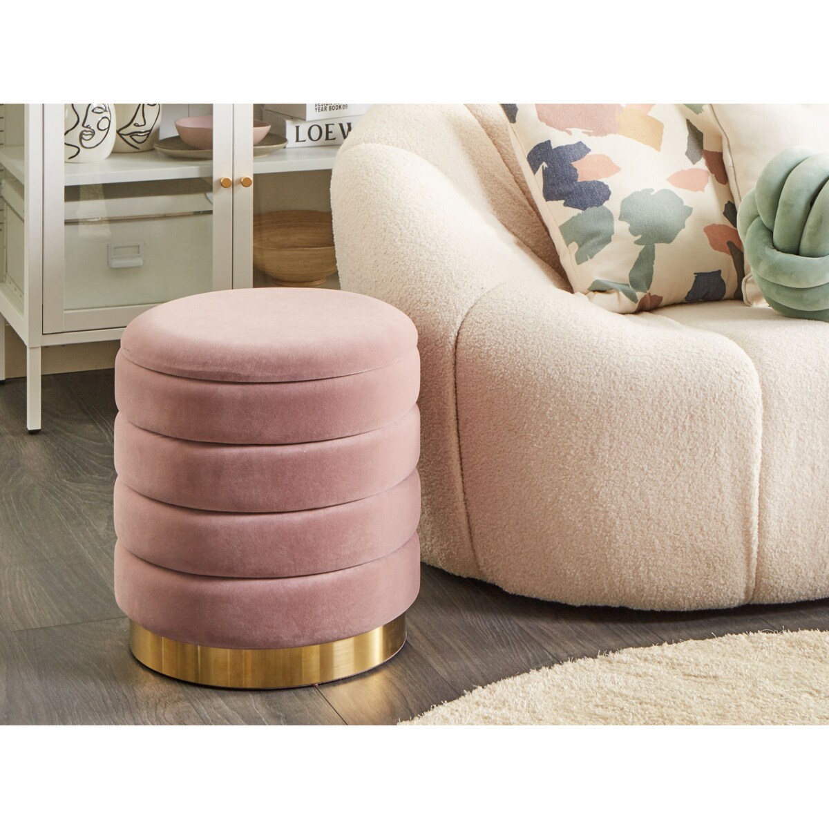 Zestaw 2 pufów ze schowkiem różowy GARLAND