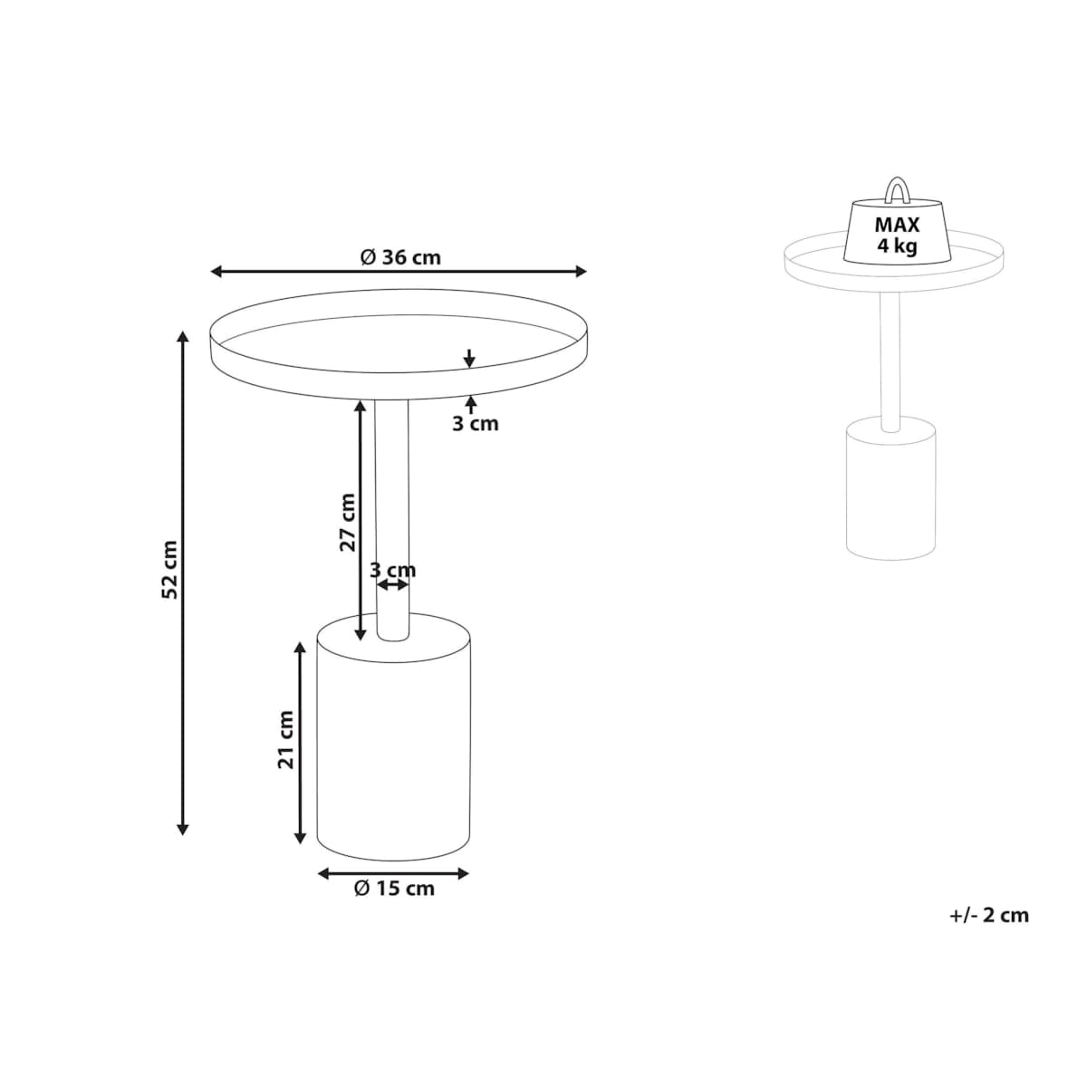 Stolik pomocniczy metalowy złoto-biały CAMELO
