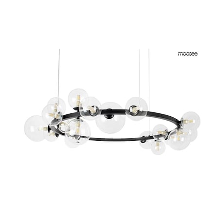 Okrągła lampa wisząca Alure szklane bąbelki ring czarny