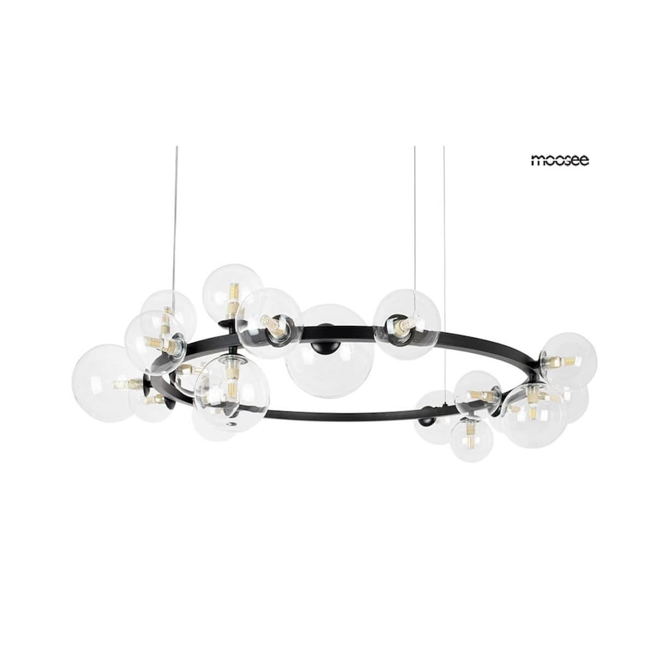 Okrągła lampa wisząca Alure szklane bąbelki ring czarny