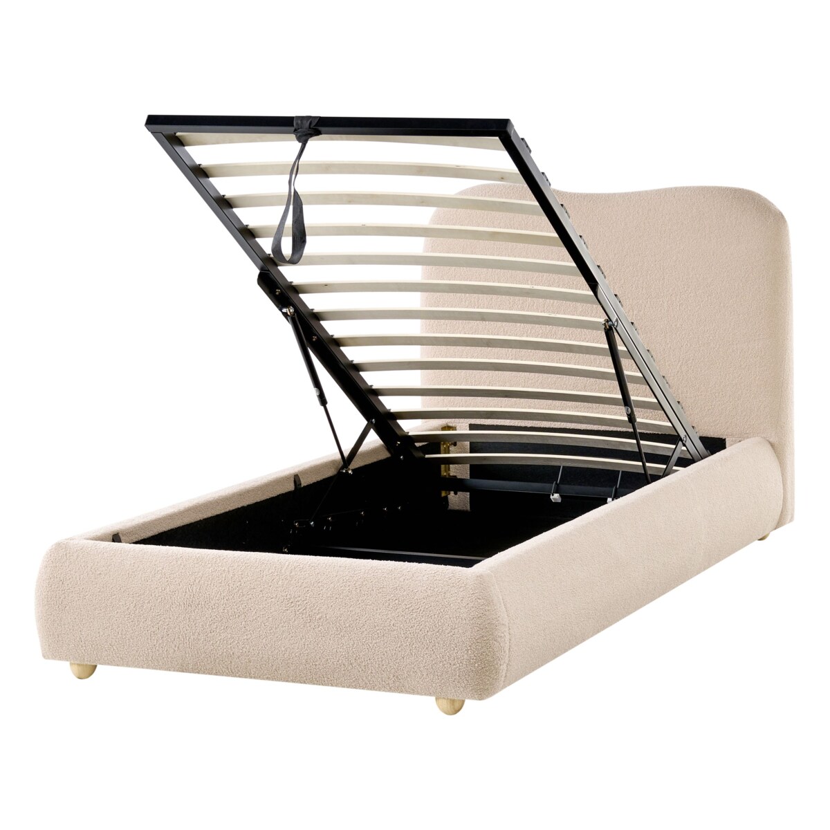 Łóżko z pojemnikiem Boucle BLAGNAC 90 x 200 cm Beżowy