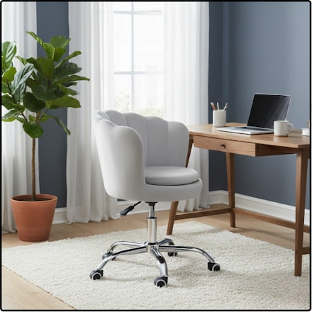 Fotel obrotowy krzesło muszelka welurowy do biurka toaletki szare shell