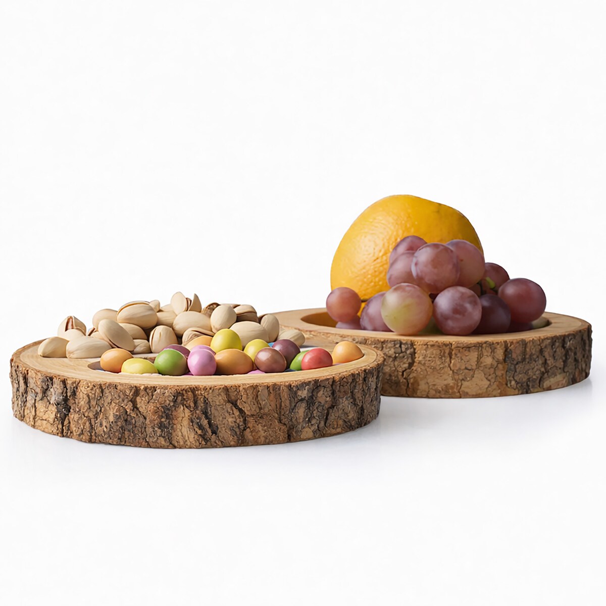 Miski Na Przekąski Drewniane Zestaw 2 Szt Lakierowane Naturalne Drewno