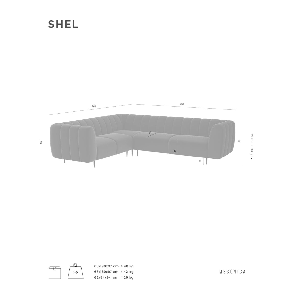 Shel Sofa narożna - beżowa