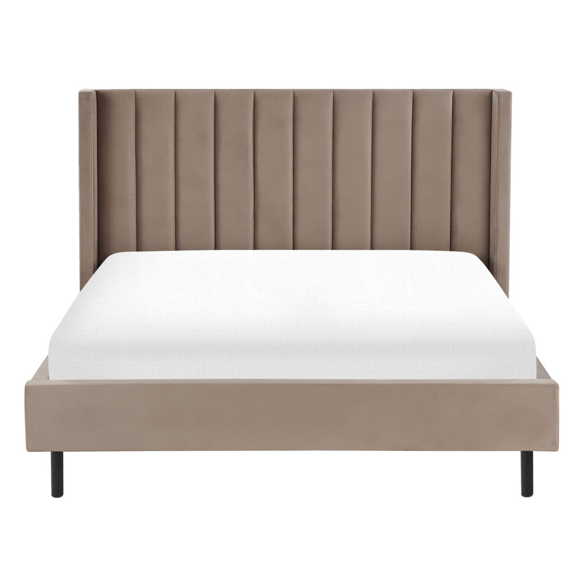 Łóżko welurowe 160 x 200 cm beżowoszare VILLETTE