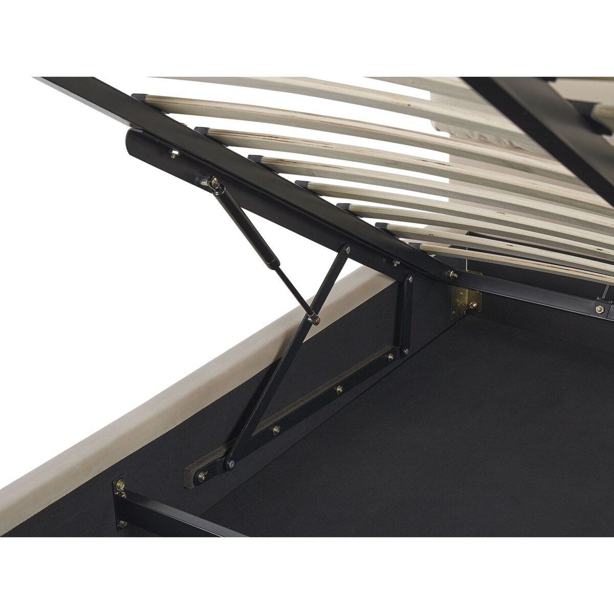 Łóżko z pojemnikiem welurowe 140 x 200 cm beżowe BATILLY