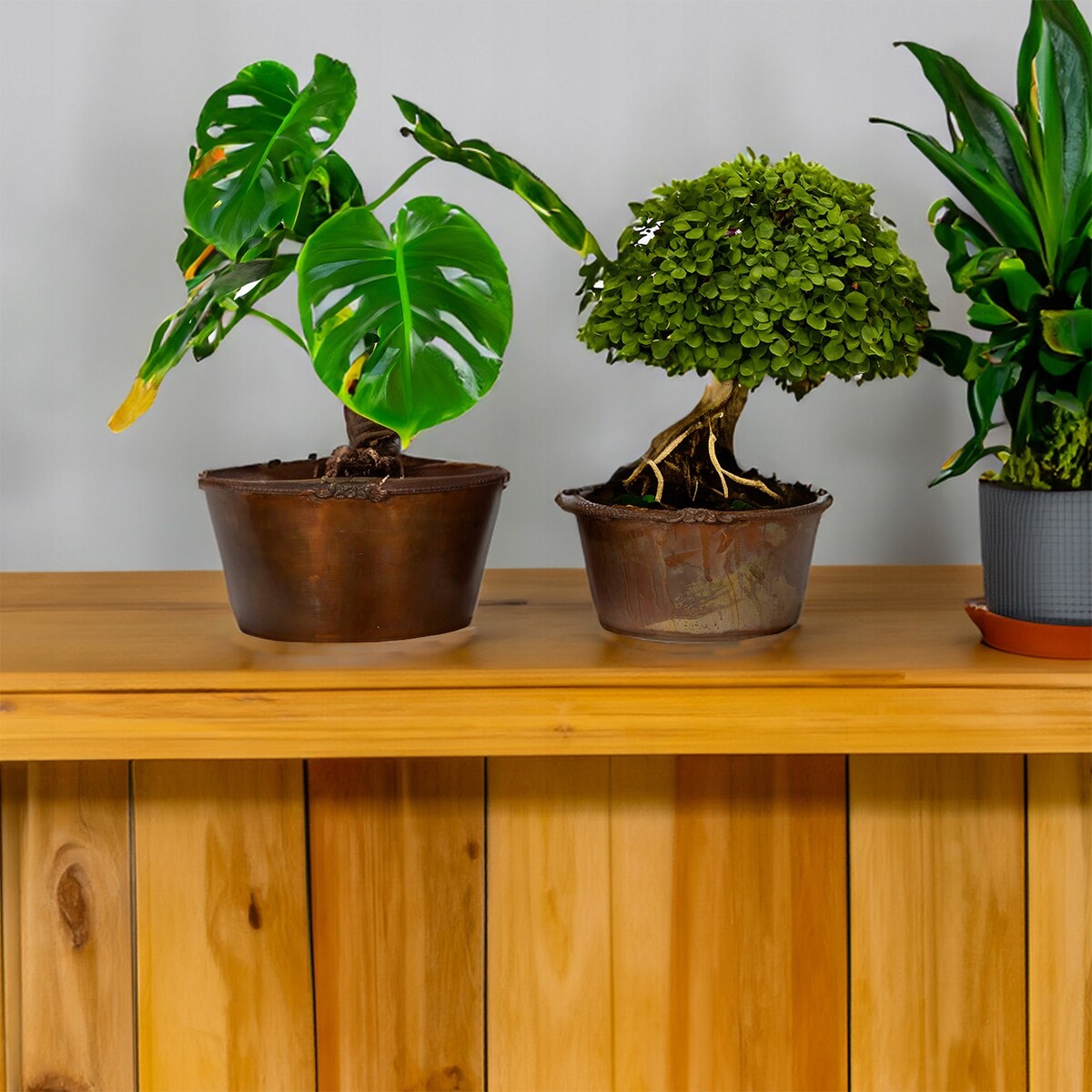 DONICZKA MISKA na bonsai parapet 2 szt. zestaw osłonka donica loft metal
