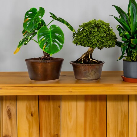 DONICZKA MISKA na bonsai parapet 2 szt. zestaw osłonka donica loft metal