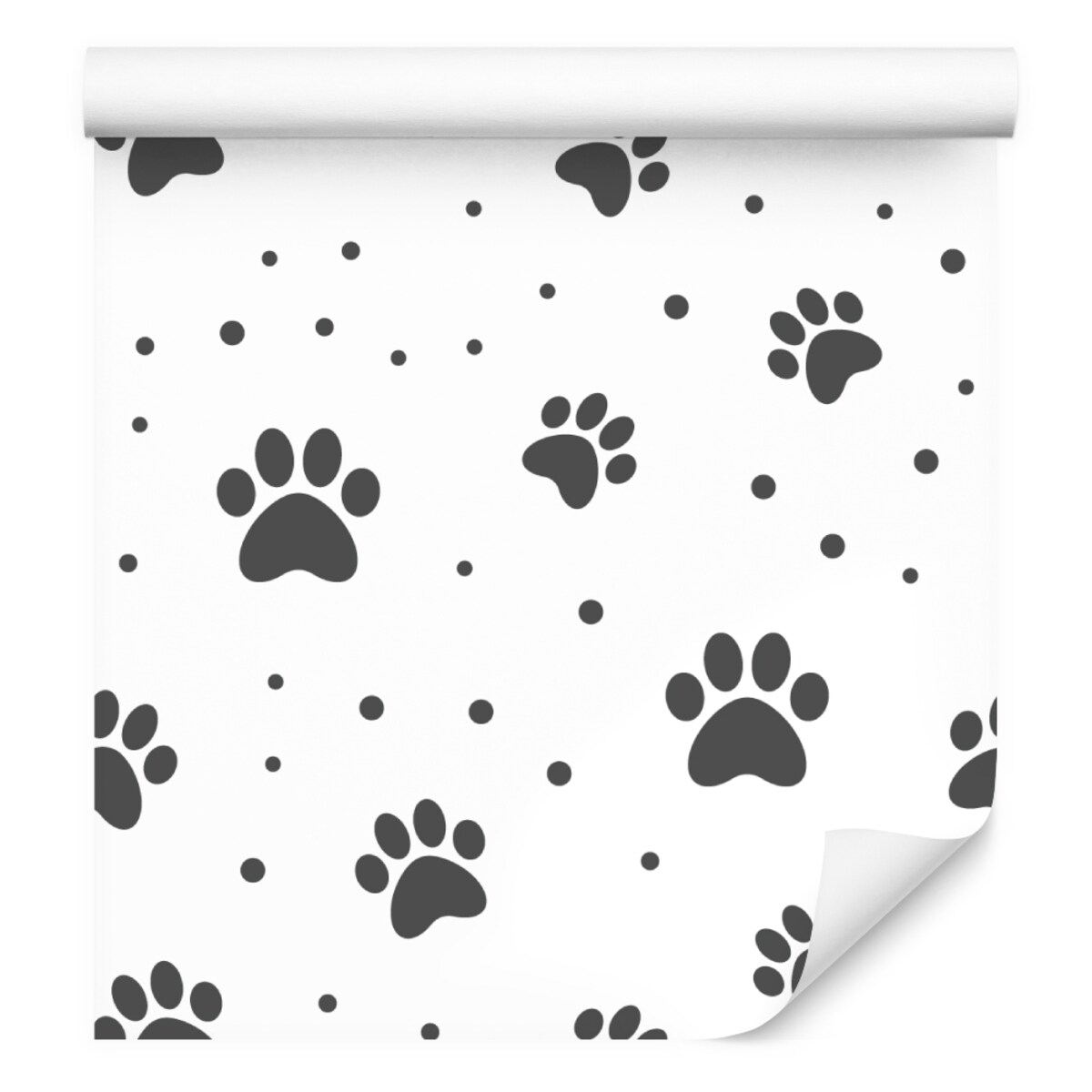 Tapeta Dla Dzieci Szare Psie ŁAPKI Kropki