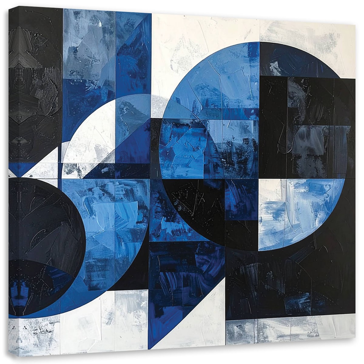Obraz do salonu jadalni biura, Abstrakcja tekstura koła kształty czarno niebieski