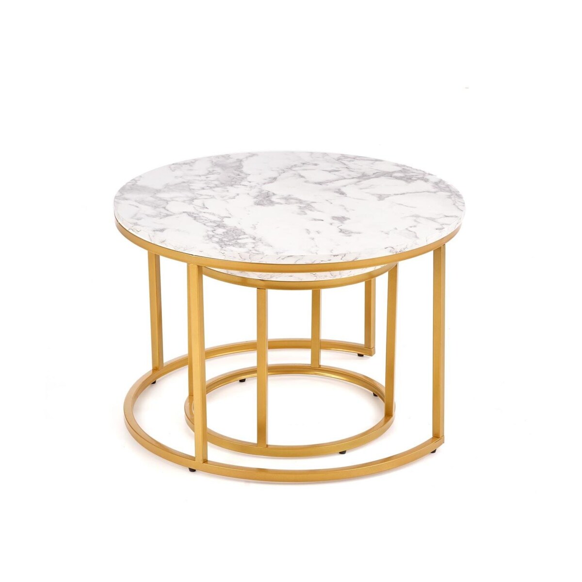 ZESTAW 2 STOLIKÓW Tunise 60/40 i 38/34 cm MARMUR srebrny