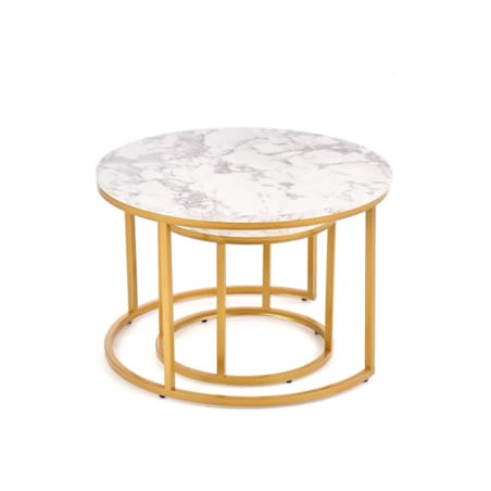 ZESTAW 2 STOLIKÓW Tunise 60/40 i 38/34 cm MARMUR srebrny