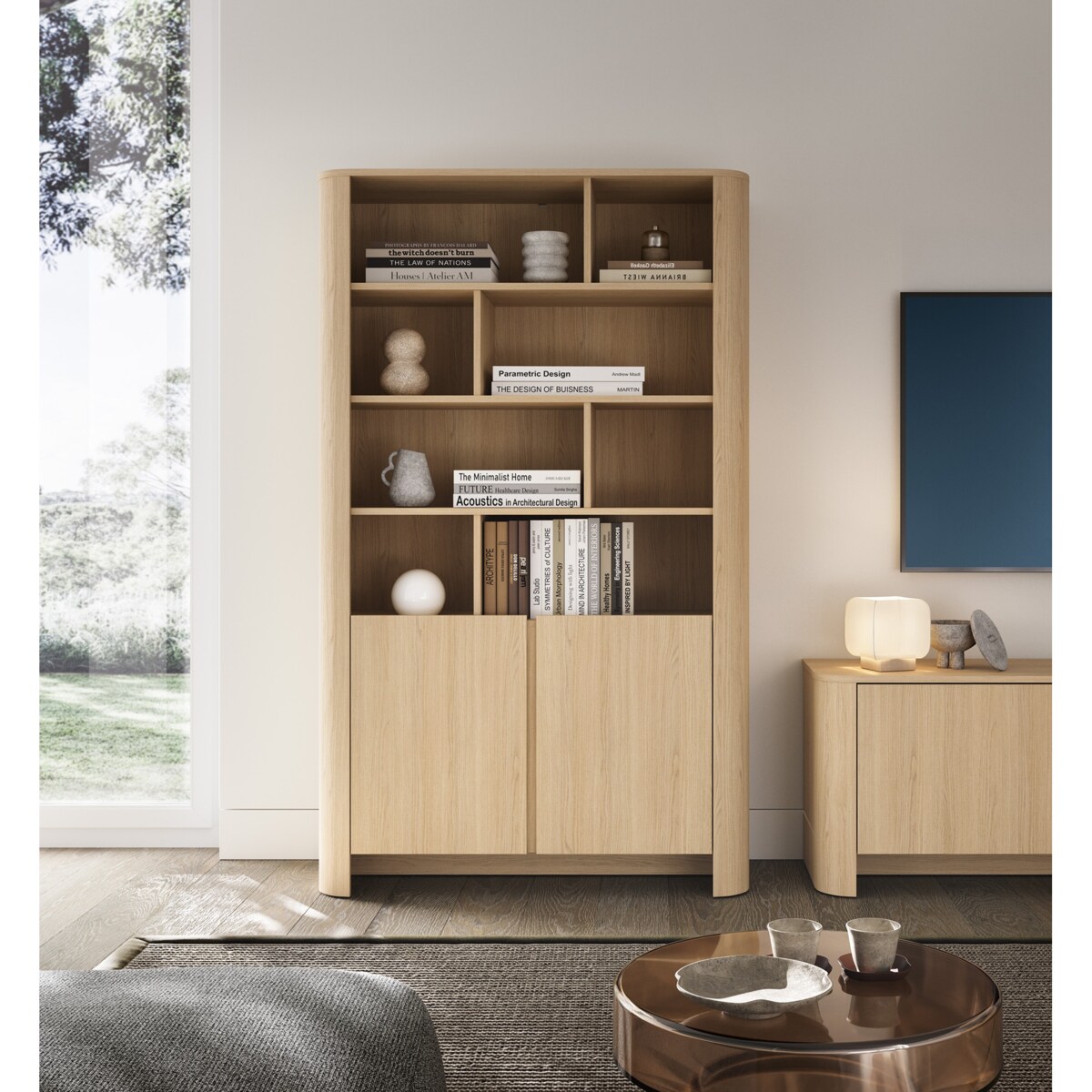 Regał pojemny o zaokrąglonych kształtach, Dąb Vincenza