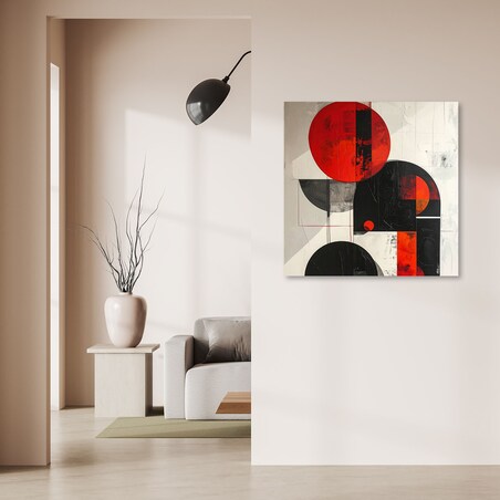Obraz do salonu sypialni biura, Abstrakcja koła geometryczne czerwony czarny