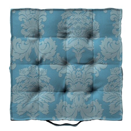 Poduszka na krzesło Kuba, liście akantu na niebieskim tle , 50 x 50 x 10 cm, Damasco