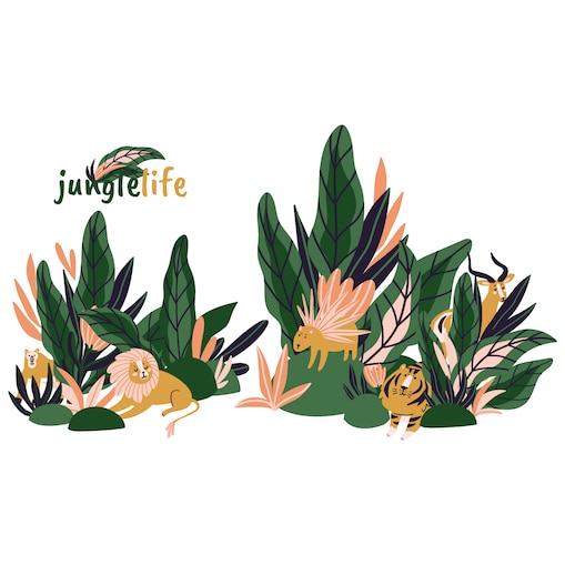 Zestaw naklejek Jungle Life, 120 x 70 cm