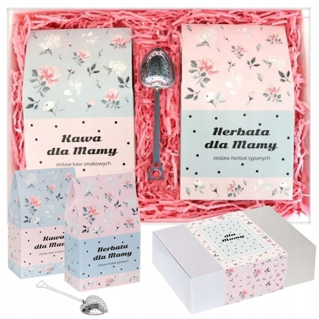 Duży aromatyczny box z kawą i herbatą prezent dla Mamy Teściowej+ zaparzacz