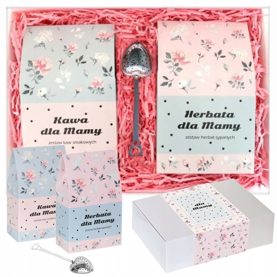 Duży aromatyczny box z kawą i herbatą prezent dla Mamy Teściowej+ zaparzacz