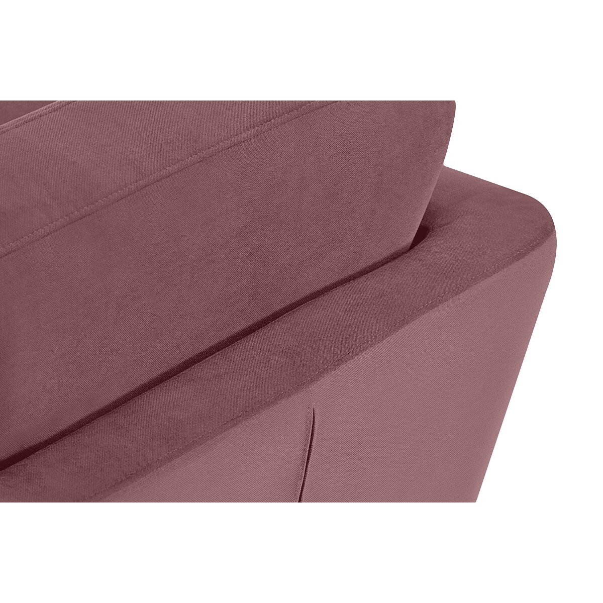 KONSIMO TAGIO Skandynawski narożnik welurowy w kolorze różowym z pufem/ otomaną, lewy