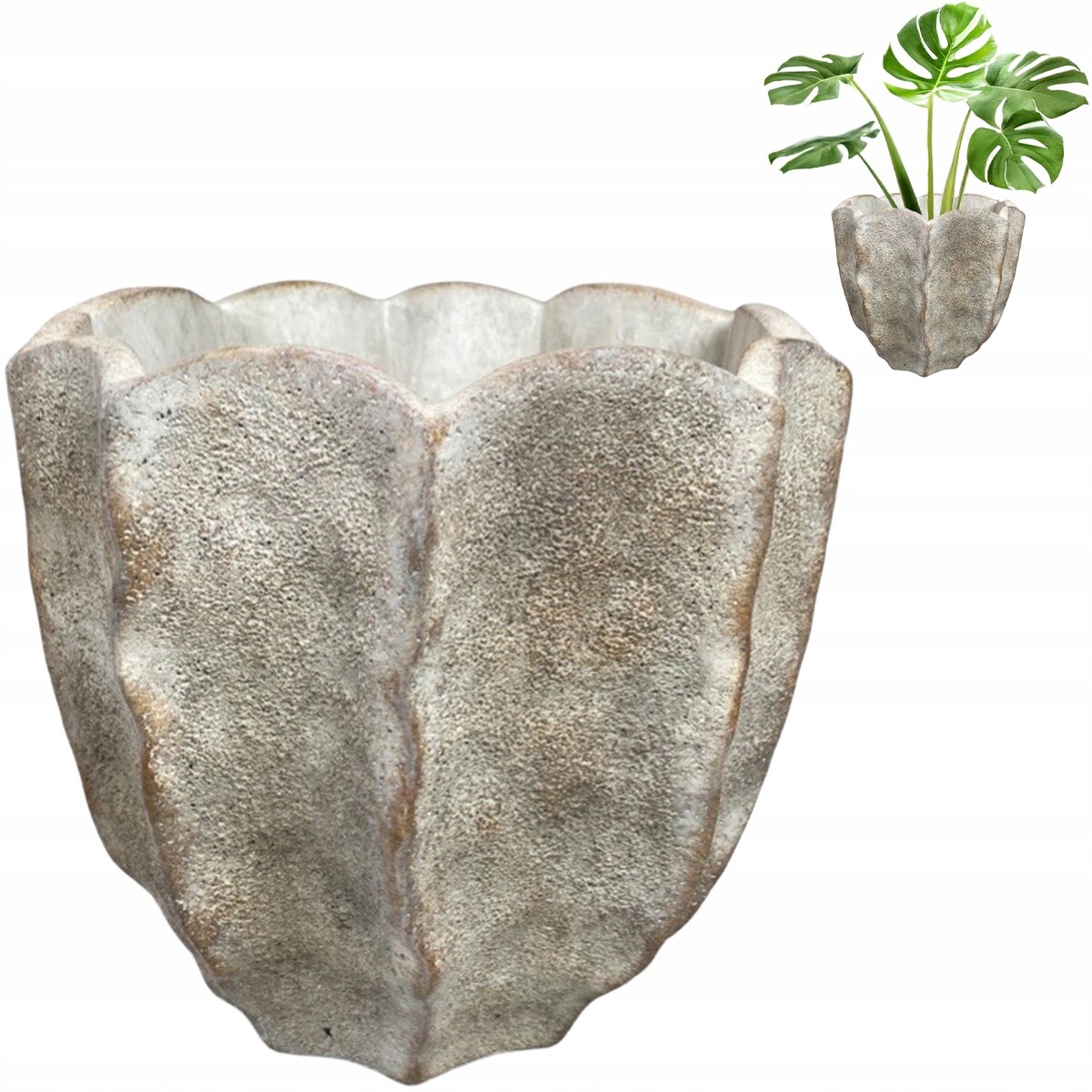 DONICZKA BETONOWA DUŻA 23cm osłonka doniczki na balkon taras zamiokulkas