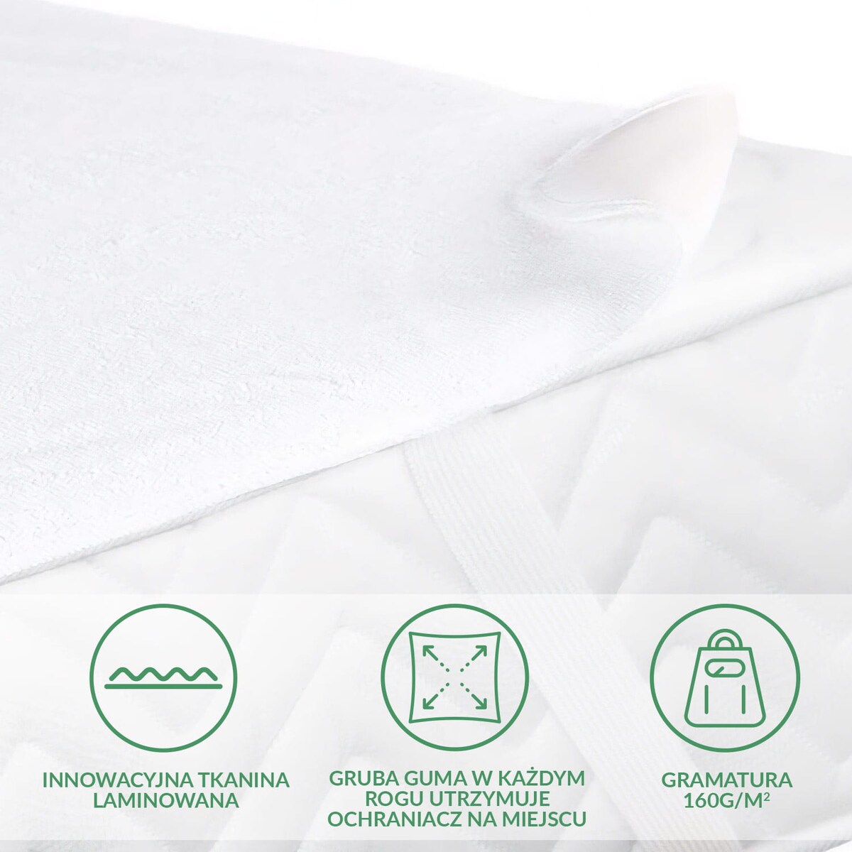 Ochraniacz na materac wodoodporny, rozmiar 120x200 Damson kolor biały