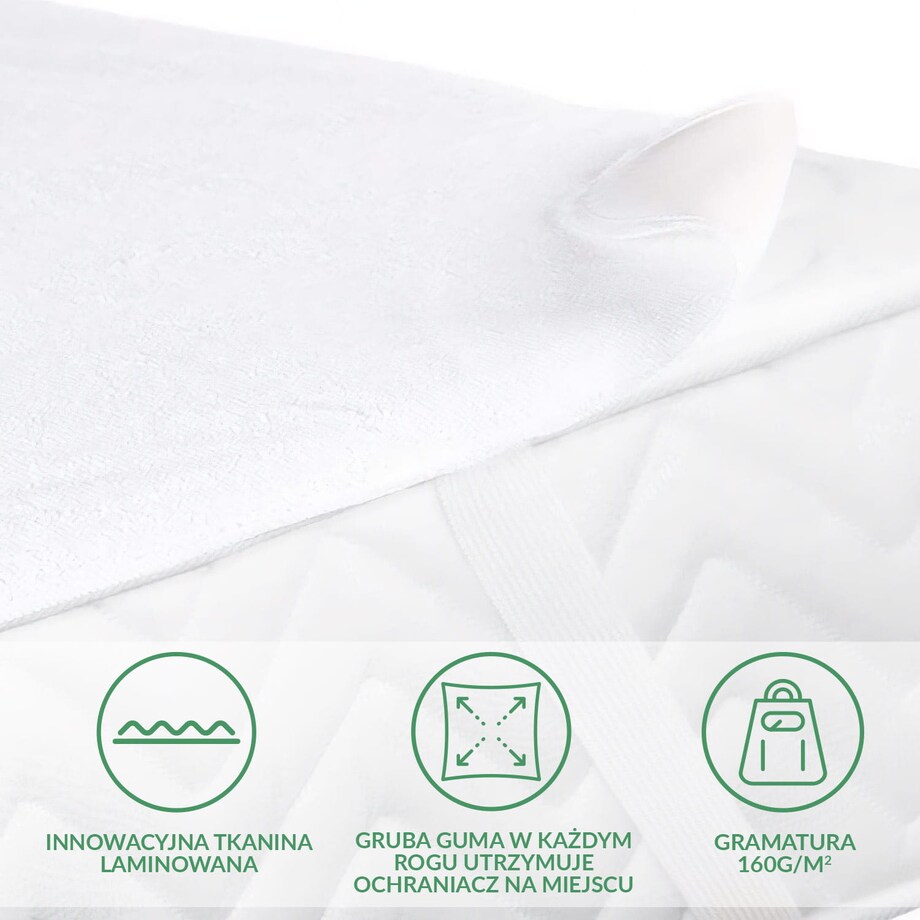Ochraniacz na materac wodoodporny, rozmiar 120x200 Damson kolor biały