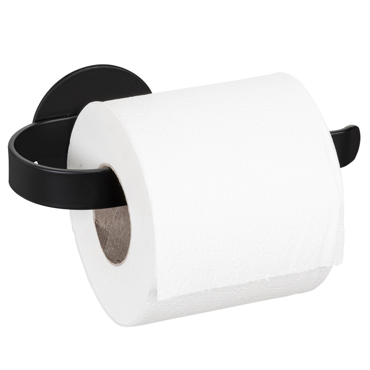 Aluminiowy uchwyt na papier BIVIO, montaż bez wiercenia, kolor czarny