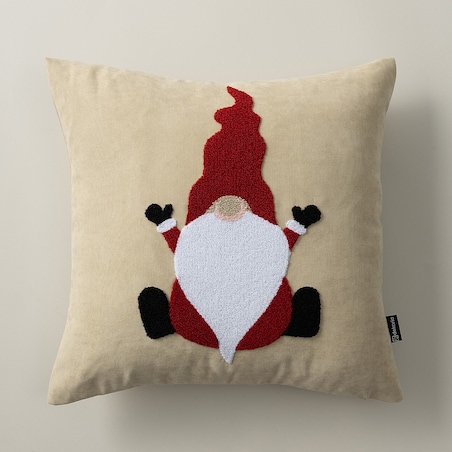 Poszewka na poduszkę Christmas Gnome 43x43 cm boże narodzenie, święta, świąteczne, biały-kremowy-czerwony, 43 x 43cm