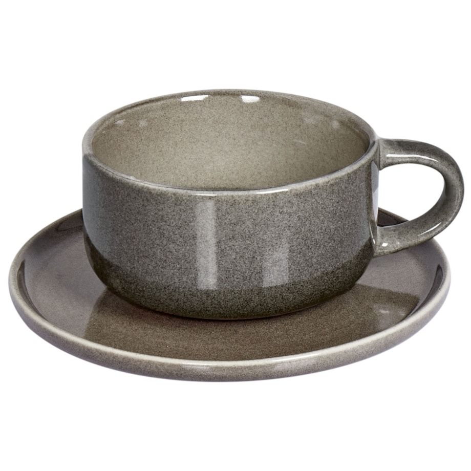 Zestaw 8 filiżanek ze spodkami COSTMARY Kamionka Szary