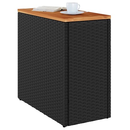 vidaXL Stolik ogrodowy z drewnianym blatem, czarny, 58x27,5x55 cm